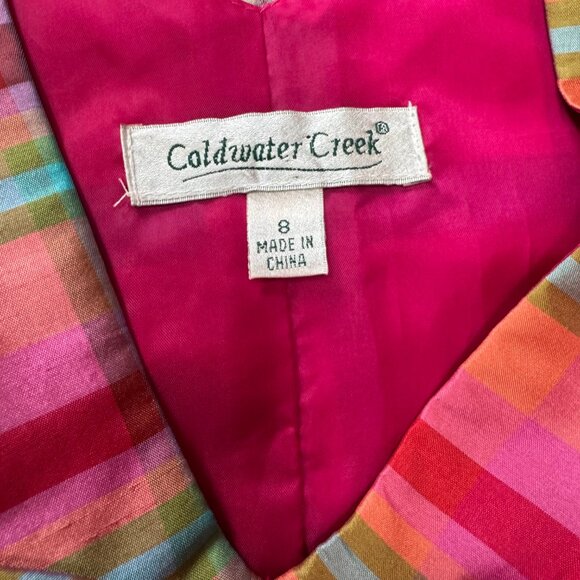 Coldwater Creek Vintage Pink Plaid Silk 60’s Style Sleeveless Dress Size 8 - Picture 7 of 8
